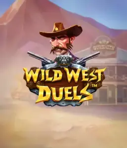  Step into the rugged world of "Wild West Duels" by Pragmatic Play, featuring a gritty gunslinger ready for a showdown. The image features a fierce cowboy with crossed pistols, framed by a desert backdrop. His focused expression and elaborate attire capture the essence of the Old West. The game's title is boldly presented in a rustic font, complementing the adventurous theme. 